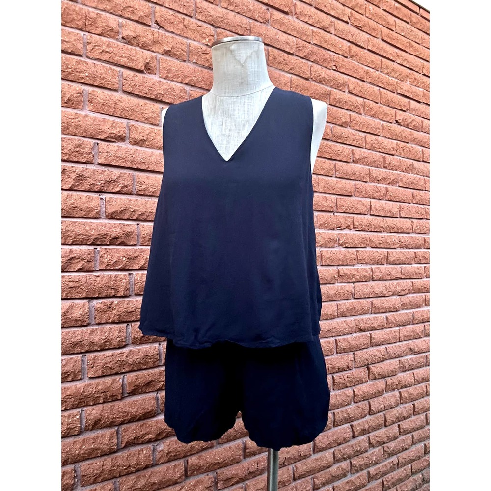 Madewell dark blue navy open back romper women's small